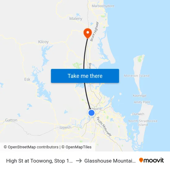High St at Toowong, Stop 14a to Glasshouse Mountains map