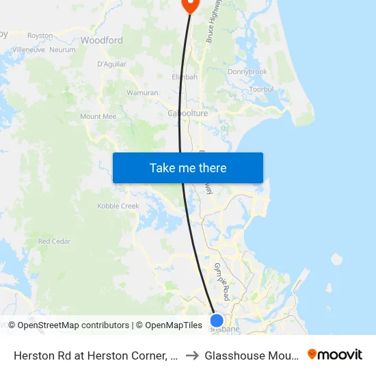 Herston Rd at Herston Corner, Stop 15a to Glasshouse Mountains map