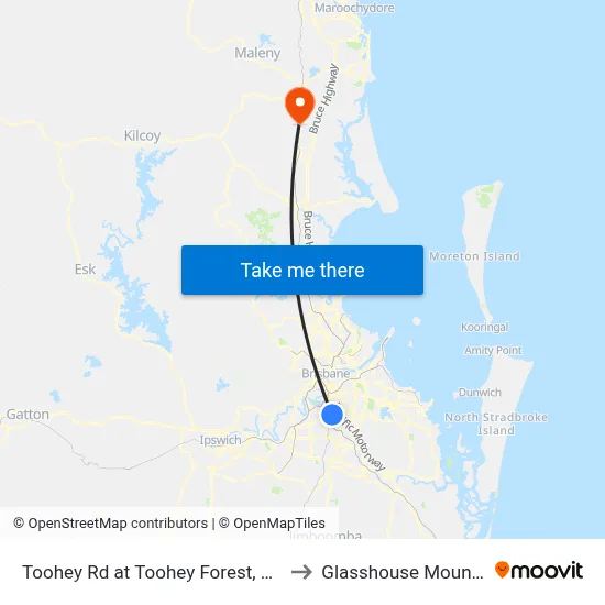 Toohey Rd at Toohey Forest, Stop 53 to Glasshouse Mountains map