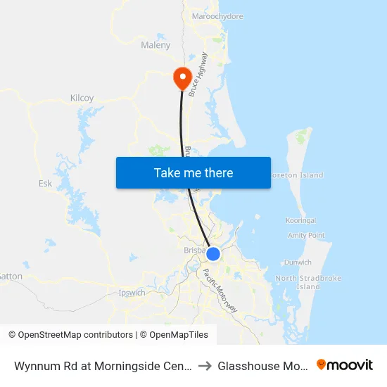 Wynnum Rd at Morningside Central, Stop 30 to Glasshouse Mountains map