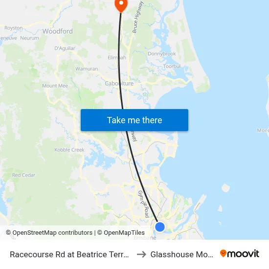 Racecourse Rd at Beatrice Terrace, Stop 22 to Glasshouse Mountains map