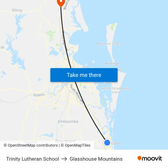 Trinity Lutheran School to Glasshouse Mountains map