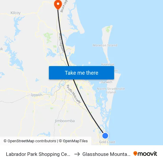 Labrador Park Shopping Centre to Glasshouse Mountains map