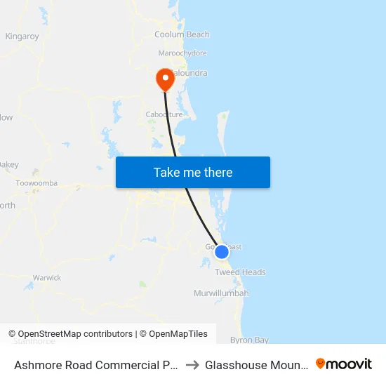 Ashmore Road Commercial Precinct to Glasshouse Mountains map