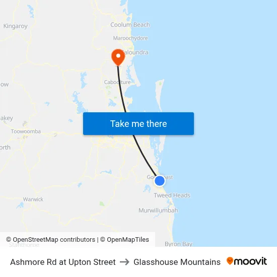Ashmore Rd at Upton Street to Glasshouse Mountains map