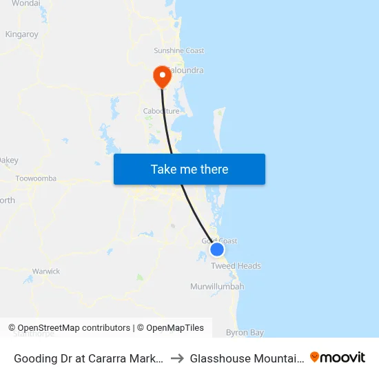 Gooding Dr at Cararra Markets to Glasshouse Mountains map