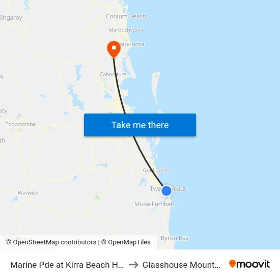 Marine Pde at Kirra Beach Hotel to Glasshouse Mountains map