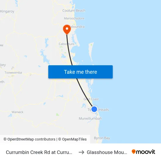 Currumbin Creek Rd at Currumbin RSL to Glasshouse Mountains map