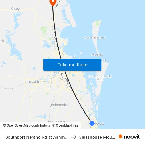 Southport Nerang Rd at Ashmore Road to Glasshouse Mountains map