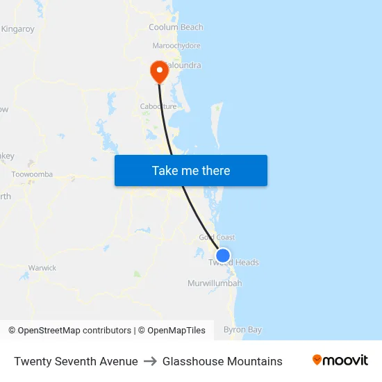 Twenty Seventh Avenue to Glasshouse Mountains map