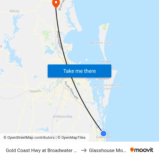 Gold Coast Hwy at Broadwater Tourist Park to Glasshouse Mountains map