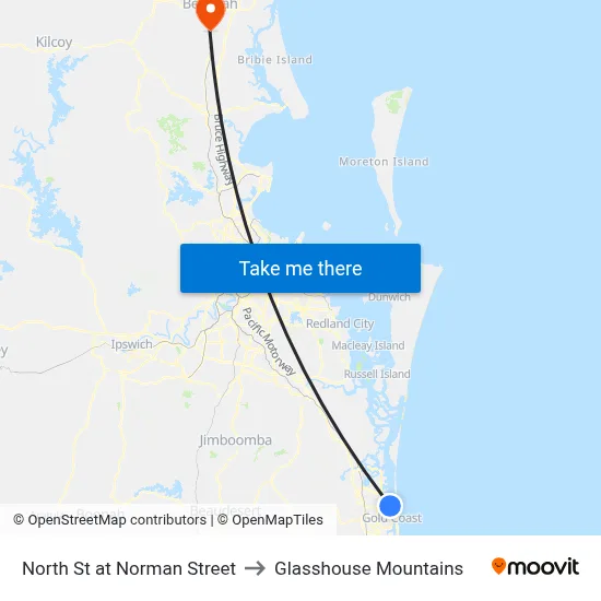 North St at Norman Street to Glasshouse Mountains map
