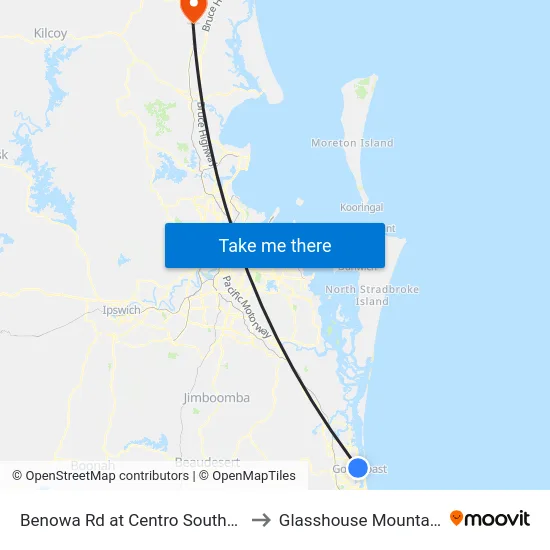 Benowa Rd at Centro Southport to Glasshouse Mountains map