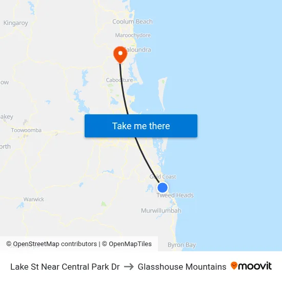 Lake St Near Central Park Dr to Glasshouse Mountains map