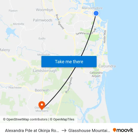 Alexandra Pde at Okinja Road to Glasshouse Mountains map