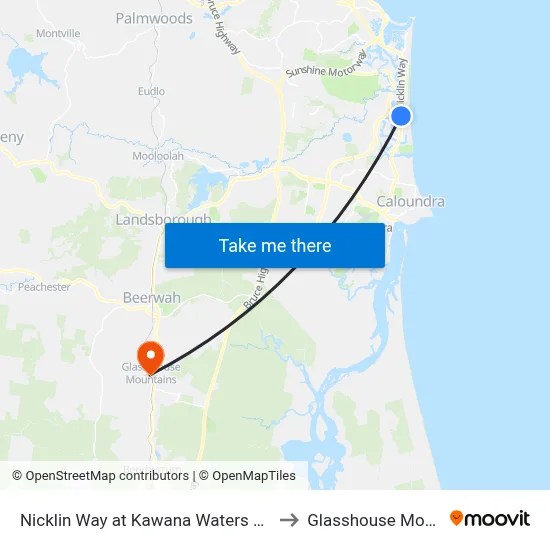 Nicklin Way at Kawana Waters High School to Glasshouse Mountains map