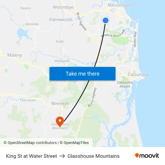 King St at Water Street to Glasshouse Mountains map