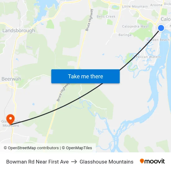 Bowman Rd Near First Ave to Glasshouse Mountains map