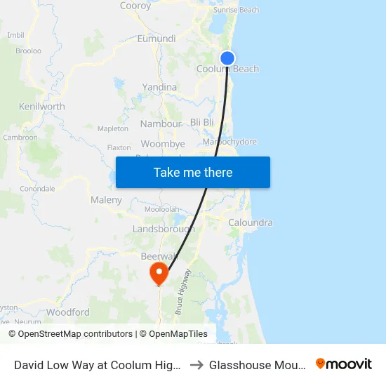 David Low Way at Coolum High School to Glasshouse Mountains map