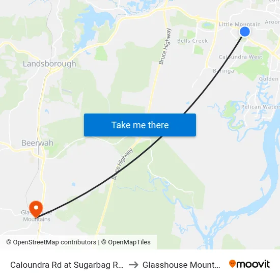 Caloundra Rd at Sugarbag Road to Glasshouse Mountains map
