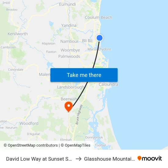 David Low Way at Sunset Strip to Glasshouse Mountains map