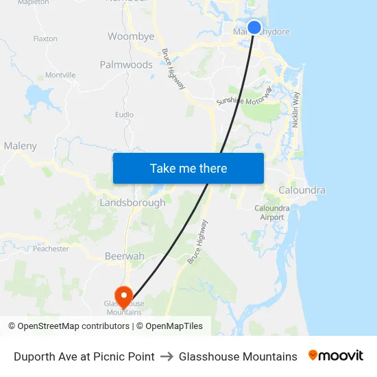 Duporth Ave at Picnic Point to Glasshouse Mountains map