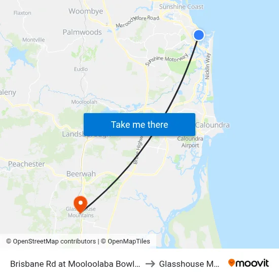 Brisbane Rd at Mooloolaba Bowls Club Closed to Glasshouse Mountains map