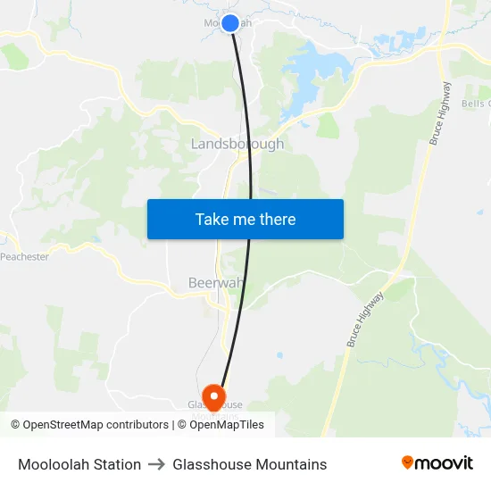 Mooloolah Station to Glasshouse Mountains map