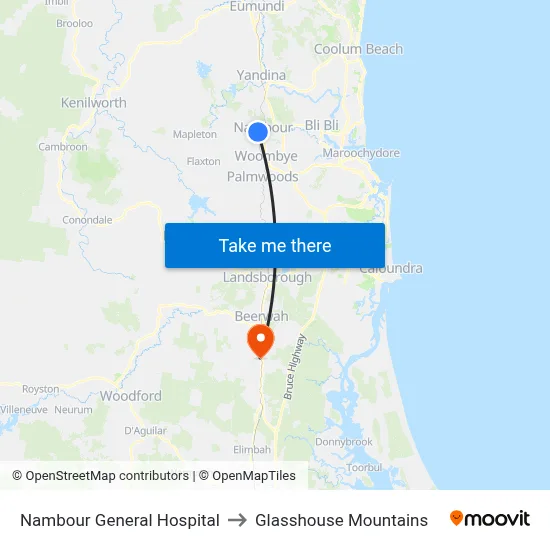 Nambour General Hospital to Glasshouse Mountains map