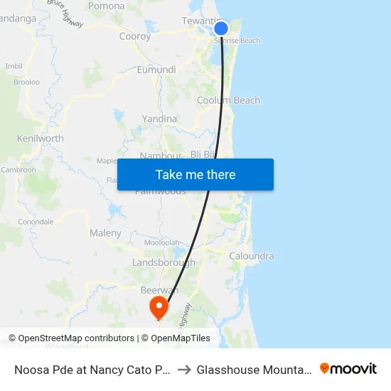 Noosa Pde at Nancy Cato Park to Glasshouse Mountains map