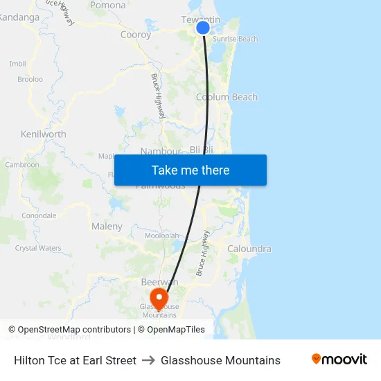 Hilton Tce at Earl Street to Glasshouse Mountains map