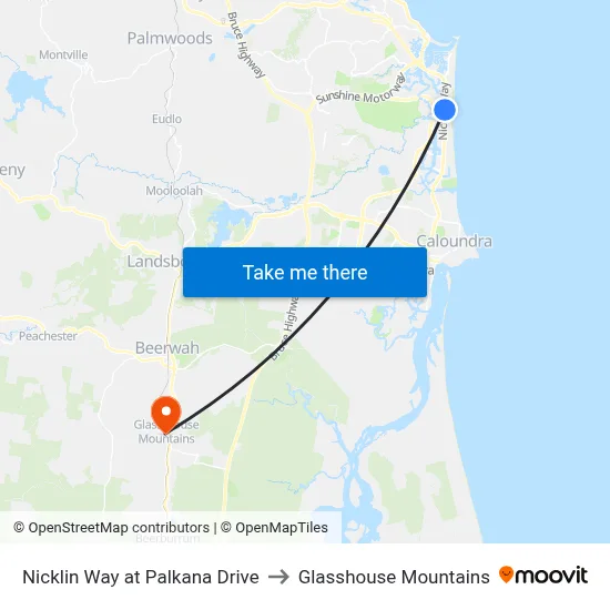 Nicklin Way at Palkana Drive to Glasshouse Mountains map
