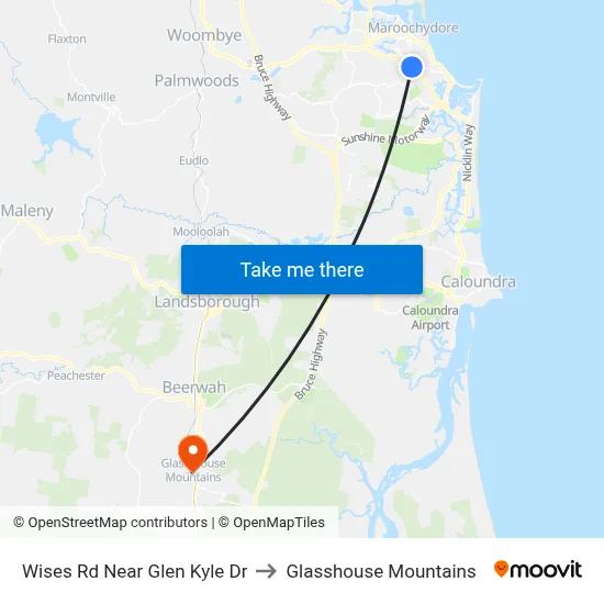 Wises Rd Near Glen Kyle Dr to Glasshouse Mountains map