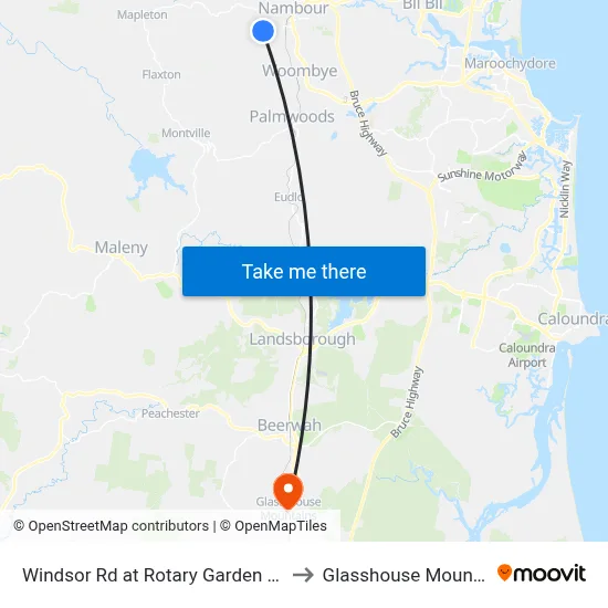 Windsor Rd at Rotary Garden Village to Glasshouse Mountains map
