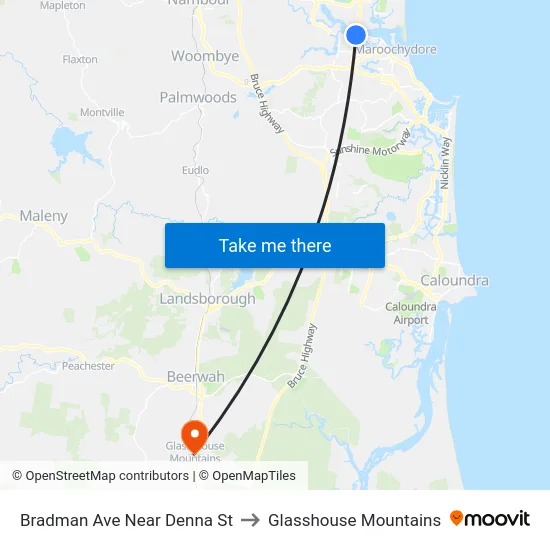 Bradman Ave Near Denna St to Glasshouse Mountains map