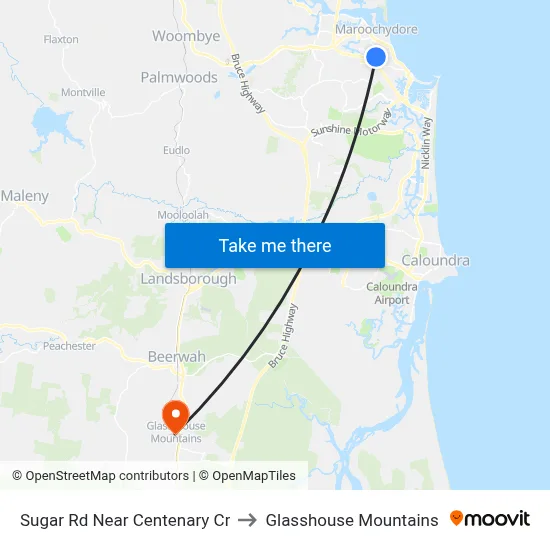 Sugar Rd Near Centenary Cr to Glasshouse Mountains map