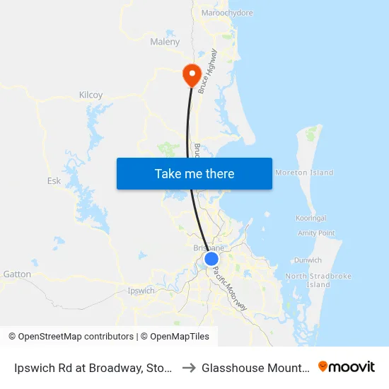 Ipswich Rd at Broadway, Stop 10a to Glasshouse Mountains map