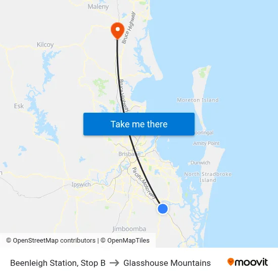 Beenleigh Station, Stop B to Glasshouse Mountains map