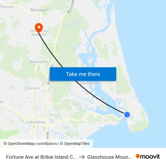 Fortune Ave at Bribie Island Central to Glasshouse Mountains map