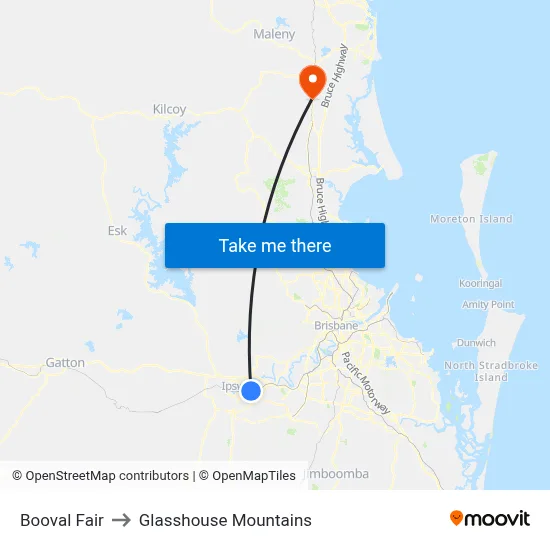 Booval Fair to Glasshouse Mountains map