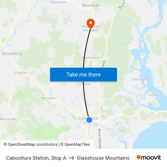 Caboolture Station, Stop A to Glasshouse Mountains map