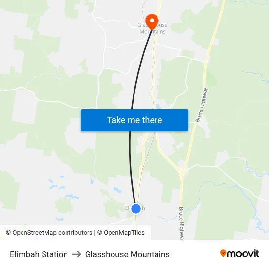 Elimbah Station to Glasshouse Mountains map