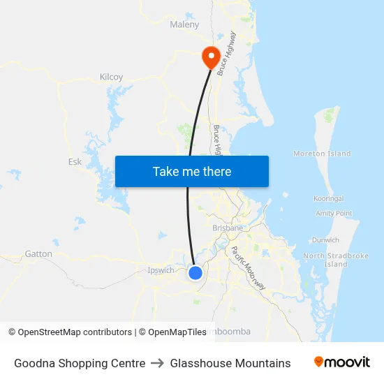 Goodna Shopping Centre to Glasshouse Mountains map