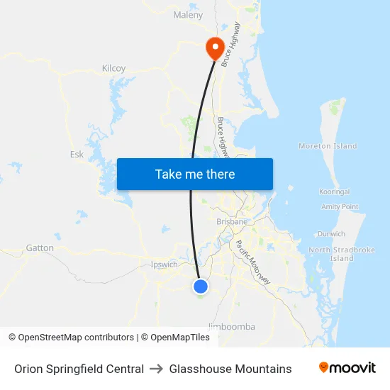 Orion Springfield Central to Glasshouse Mountains map