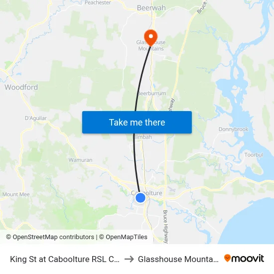 King St at Caboolture RSL Care to Glasshouse Mountains map