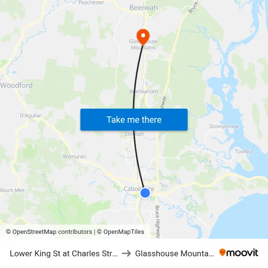 Lower King St at Charles Street to Glasshouse Mountains map