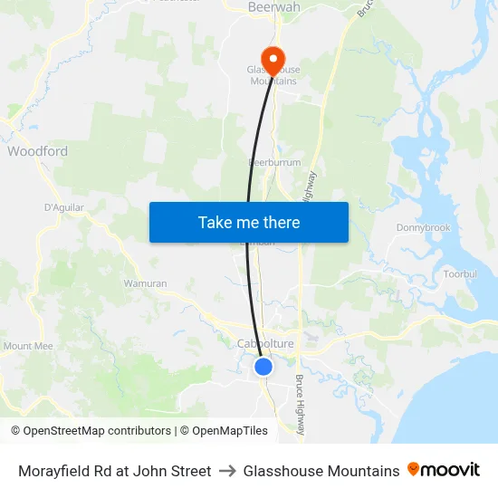 Morayfield Rd at John Street to Glasshouse Mountains map
