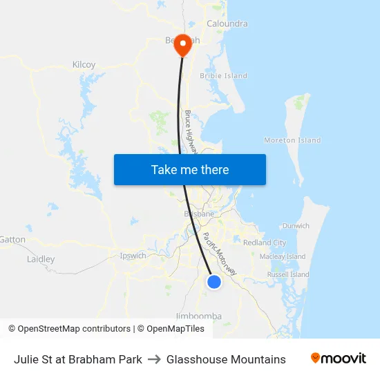 Julie St at Brabham Park to Glasshouse Mountains map