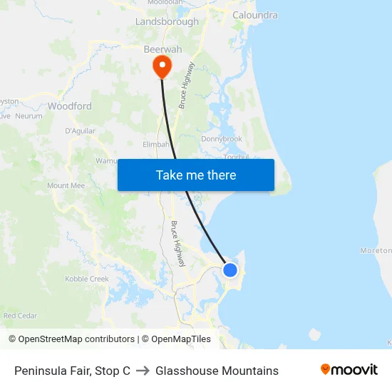 Peninsula Fair, Stop C to Glasshouse Mountains map