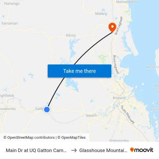 Main Dr at UQ Gatton Campus to Glasshouse Mountains map